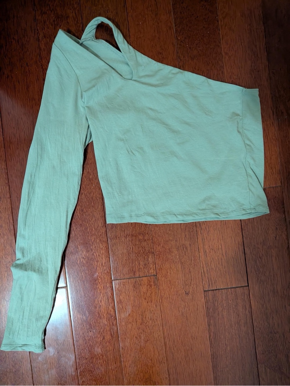 Abercrombie & Fitch Green One Shoulder Long Sleeve Top S